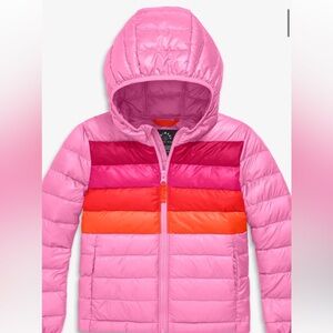 Primary Kids stripe lightweight Pink Puffer Jacket - 4T